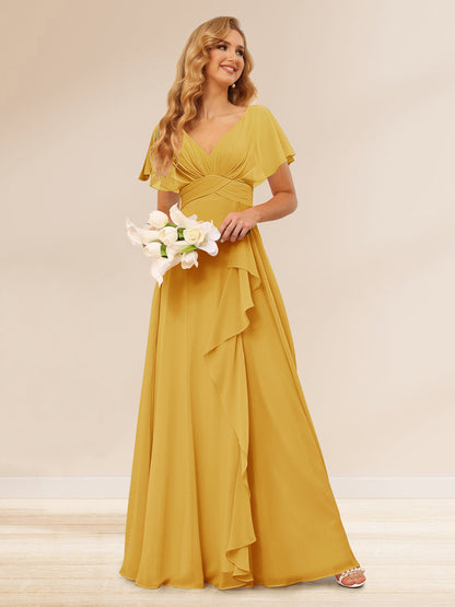 Ligne A/Princesse Col en V Longueur Froufrous Robes de Demoiselle d'Honneur