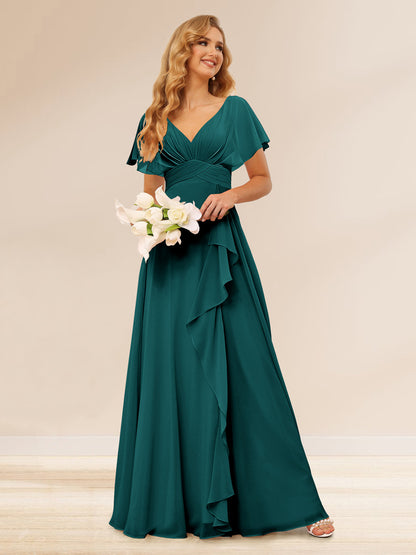 Ligne A/Princesse Col en V Longueur Froufrous Robes de Demoiselle d'Honneur