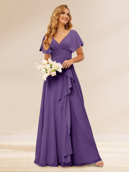 Ligne A/Princesse Col en V Longueur Froufrous Robes de Demoiselle d'Honneur