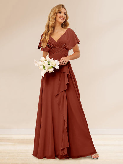 Ligne A/Princesse Col en V Longueur Froufrous Robes de Demoiselle d'Honneur