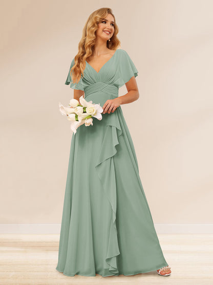 Ligne A/Princesse Col en V Longueur Froufrous Robes de Demoiselle d'Honneur
