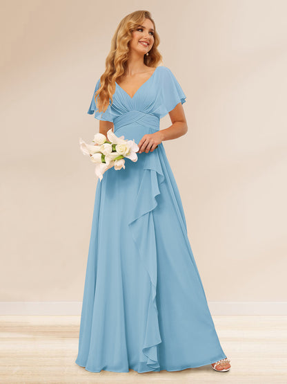 Ligne A/Princesse Col en V Longueur Froufrous Robes de Demoiselle d'Honneur