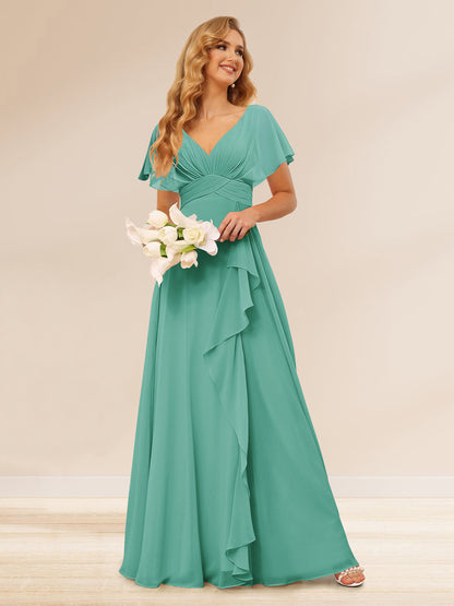 Ligne A/Princesse Col en V Longueur Froufrous Robes de Demoiselle d'Honneur