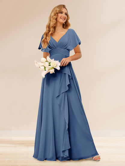 Ligne A/Princesse Col en V Longueur Froufrous Robes de Demoiselle d'Honneur
