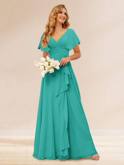 Ligne A/Princesse Col en V Longueur Froufrous Robes de Demoiselle d'Honneur