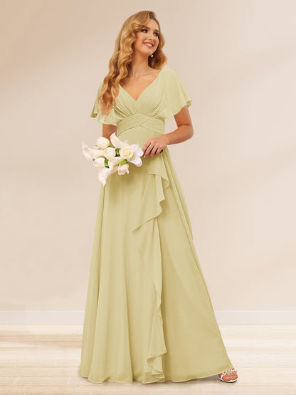 Ligne A/Princesse Col en V Longueur Froufrous Robes de Demoiselle d'Honneur
