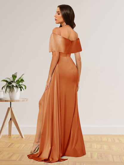 Gaine/Colonne Hors de l'Épaule Longueur Côté Divisé Ruché Des Vêtements Formels