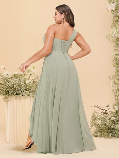 Robes de Demoiselled'Honneur Asymétriques Longues, Coupe A-Line/Princesse, Asymétriques, Grande Taille