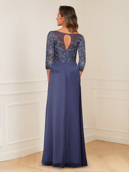 Robes de Mère de la Mariée Coupe A-Line/Princesse, Décolleté en V, Appliques Froncées