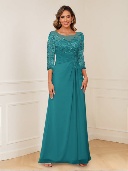 Robes de Mère de la Mariée Coupe A-Line/Princesse, Décolleté en V, Appliques Froncées
