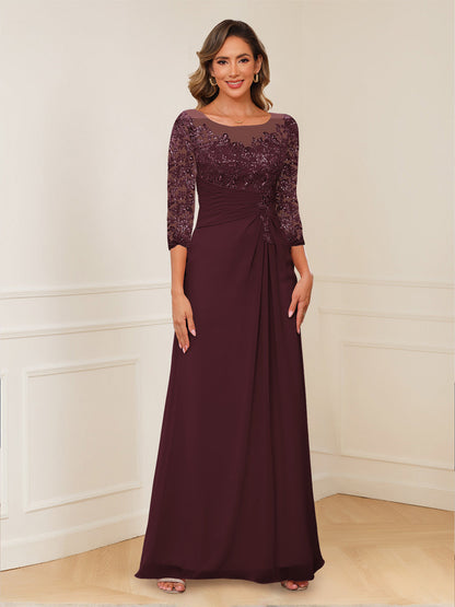 Robes de Mère de la Mariée Coupe A-Line/Princesse, Décolleté en V, Appliques Froncées