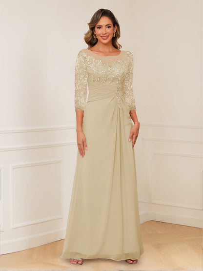 Robes de Mère de la Mariée Coupe A-Line/Princesse, Décolleté en V, Appliques Froncées