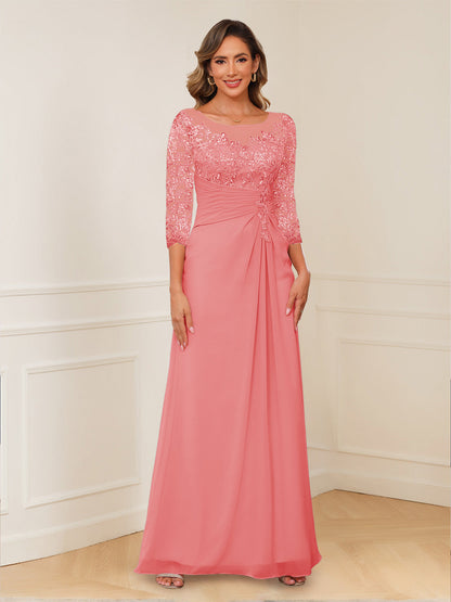 Robes de Mère de la Mariée Coupe A-Line/Princesse, Décolleté en V, Appliques Froncées