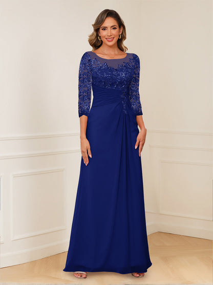 Robes de Mère de la Mariée Coupe A-Line/Princesse, Décolleté en V, Appliques Froncées