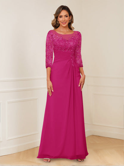 Robes de Mère de la Mariée Coupe A-Line/Princesse, Décolleté en V, Appliques Froncées