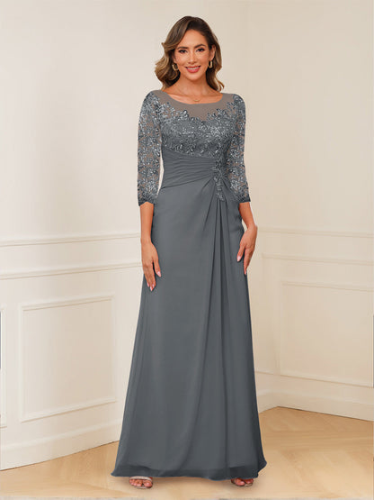 Robes de Mère de la Mariée Coupe A-Line/Princesse, Décolleté en V, Appliques Froncées
