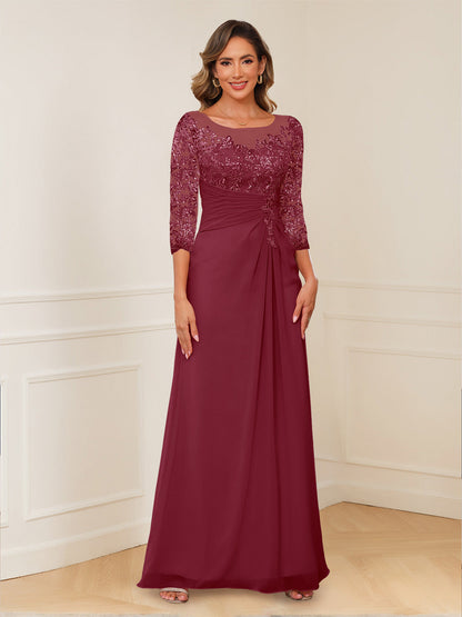 Robes de Mère de la Mariée Coupe A-Line/Princesse, Décolleté en V, Appliques Froncées