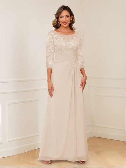 Robes de Mère de la Mariée Coupe A-Line/Princesse, Décolleté en V, Appliques Froncées
