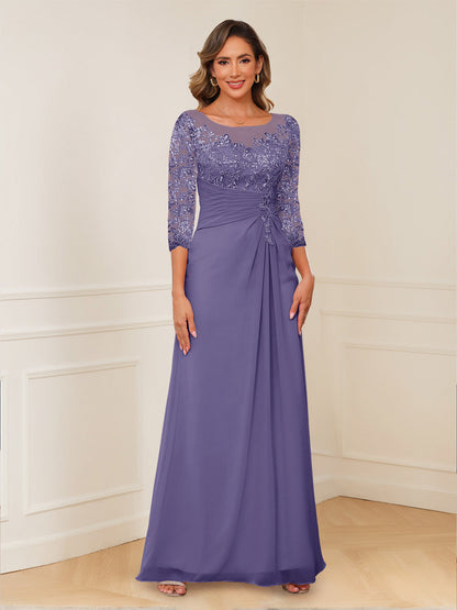 Robes de Mère de la Mariée Coupe A-Line/Princesse, Décolleté en V, Appliques Froncées