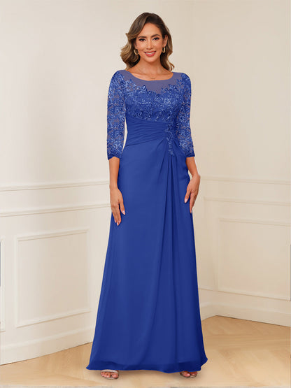 Robes de Mère de la Mariée Coupe A-Line/Princesse, Décolleté en V, Appliques Froncées