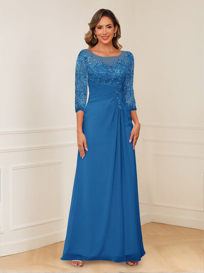 Robes de Mère de la Mariée Coupe A-Line/Princesse, Décolleté en V, Appliques Froncées
