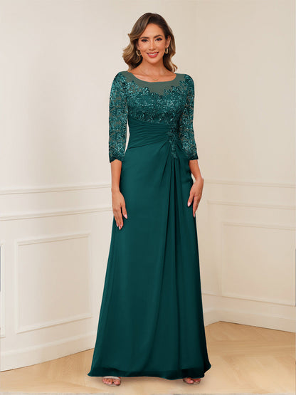 Robes de Mère de la Mariée Coupe A-Line/Princesse, Décolleté en V, Appliques Froncées