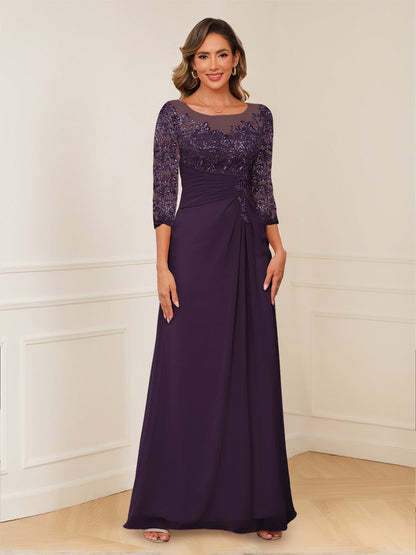 Robes de Mère de la Mariée Coupe A-Line/Princesse, Décolleté en V, Appliques Froncées