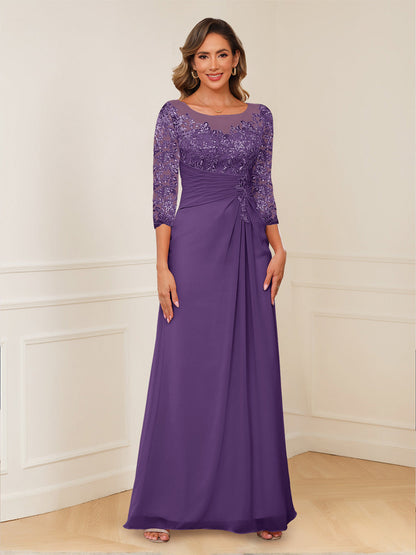 Robes de Mère de la Mariée Coupe A-Line/Princesse, Décolleté en V, Appliques Froncées