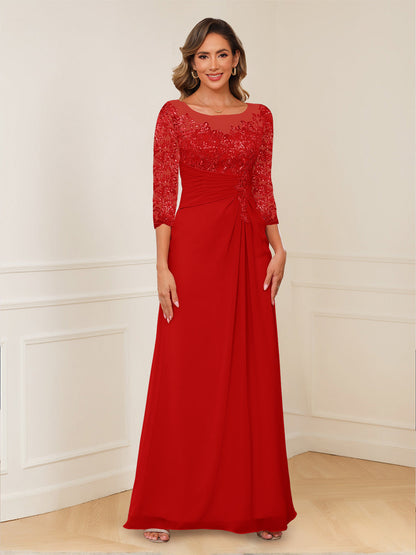Robes de Mère de la Mariée Coupe A-Line/Princesse, Décolleté en V, Appliques Froncées