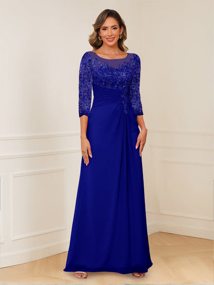 Robes de Mère de la Mariée Coupe A-Line/Princesse, Décolleté en V, Appliques Froncées