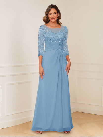 Robes de Mère de la Mariée Coupe A-Line/Princesse, Décolleté en V, Appliques Froncées