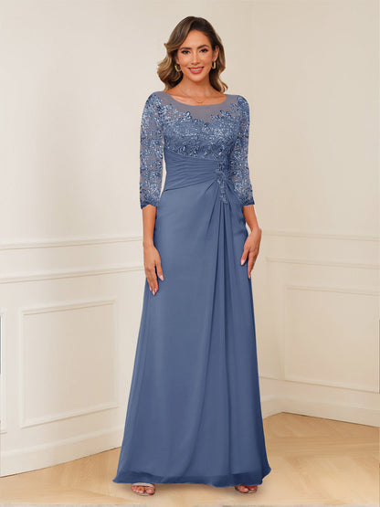 Robes de Mère de la Mariée Coupe A-Line/Princesse, Décolleté en V, Appliques Froncées