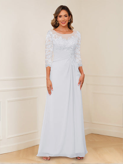 Robes de Mère de la Mariée Coupe A-Line/Princesse, Décolleté en V, Appliques Froncées