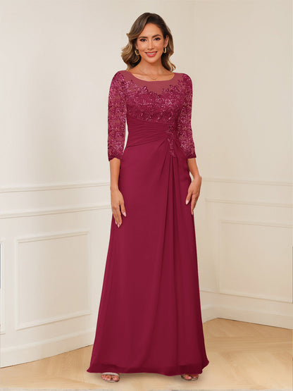 Robes de Mère de la Mariée Coupe A-Line/Princesse, Décolleté en V, Appliques Froncées
