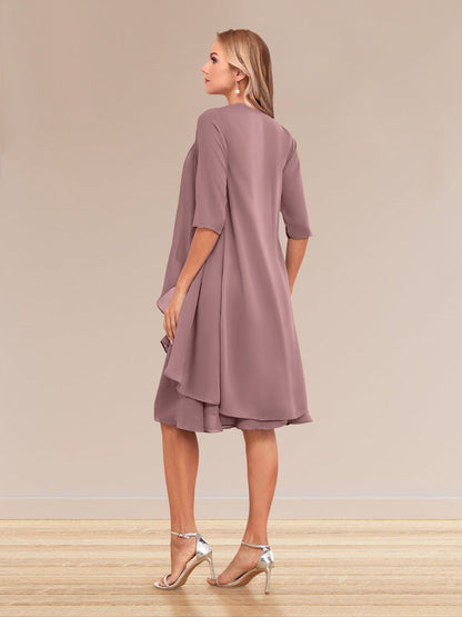 Robe de Soirée Formelle à Manches Mi-Longues et Coupe Princesse avec Volants et Veste