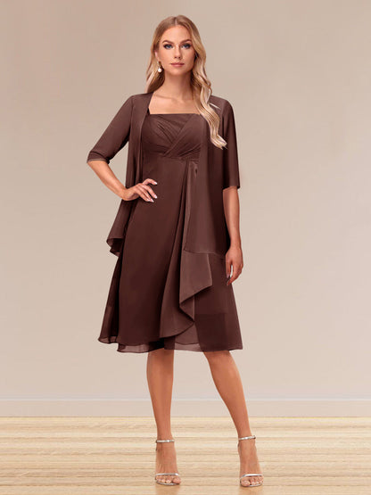 Robe de Soirée Formelle à Manches Mi-Longues et Coupe Princesse avec Volants et Veste
