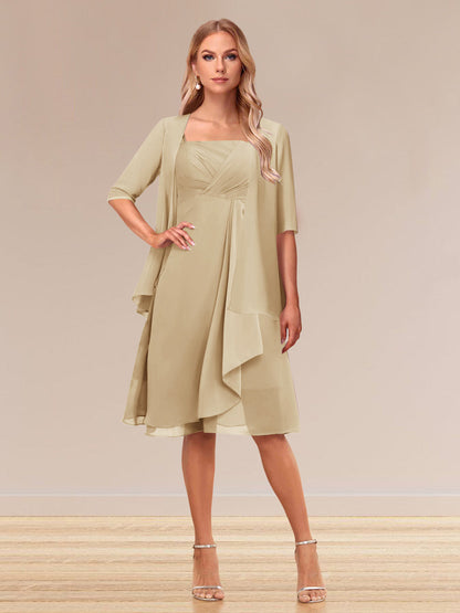 Robe de Soirée Formelle à Manches Mi-Longues et Coupe Princesse avec Volants et Veste