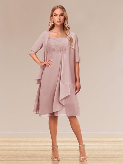 Robe de Soirée Formelle à Manches Mi-Longues et Coupe Princesse avec Volants et Veste