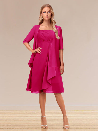 Robe de Soirée Formelle à Manches Mi-Longues et Coupe Princesse avec Volants et Veste