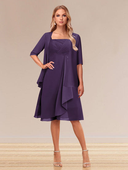 Robe de Soirée Formelle à Manches Mi-Longues et Coupe Princesse avec Volants et Veste