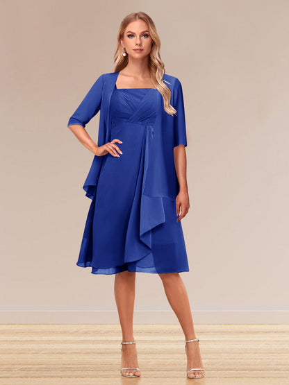Robe de Soirée Formelle à Manches Mi-Longues et Coupe Princesse avec Volants et Veste
