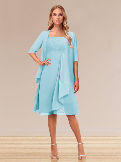 Robe de Soirée Formelle à Manches Mi-Longues et Coupe Princesse avec Volants et Veste