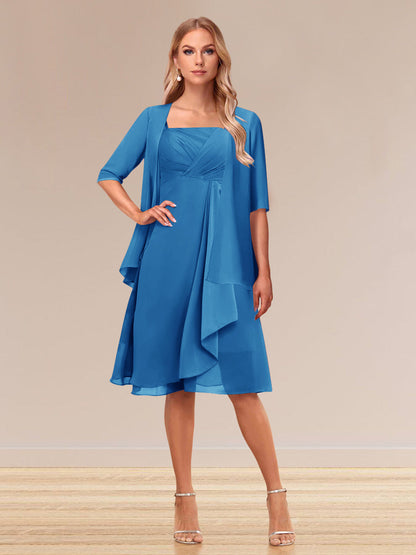Robe de Soirée Formelle à Manches Mi-Longues et Coupe Princesse avec Volants et Veste