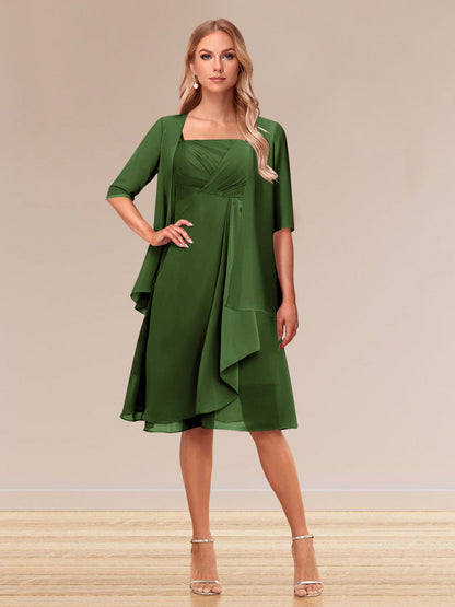 Robe de Soirée Formelle à Manches Mi-Longues et Coupe Princesse avec Volants et Veste