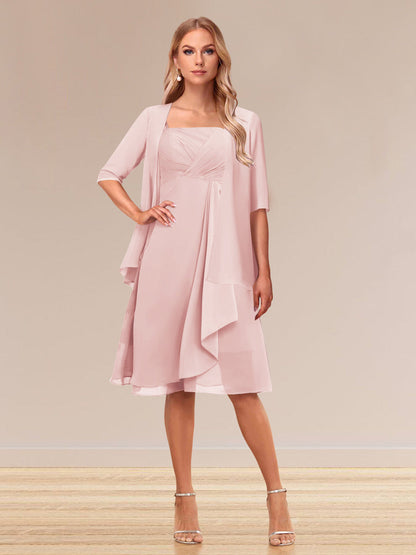 Robe de Soirée Formelle à Manches Mi-Longues et Coupe Princesse avec Volants et Veste