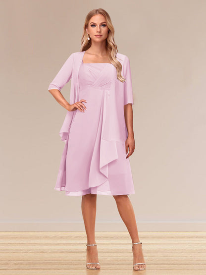 Robe de Soirée Formelle à Manches Mi-Longues et Coupe Princesse avec Volants et Veste