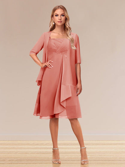 Robe de Soirée Formelle à Manches Mi-Longues et Coupe Princesse avec Volants et Veste