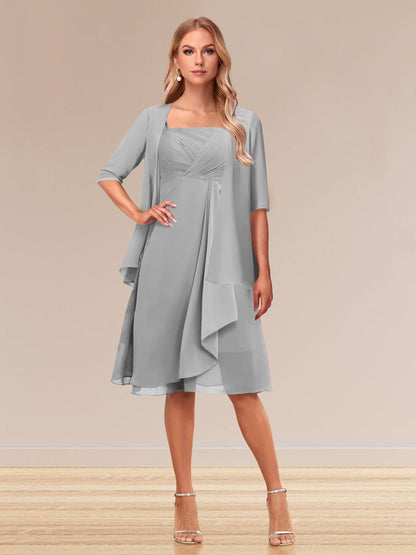 Robe de Soirée Formelle à Manches Mi-Longues et Coupe Princesse avec Volants et Veste