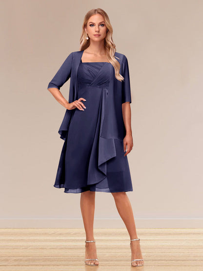 Robe de Soirée Formelle à Manches Mi-Longues et Coupe Princesse avec Volants et Veste