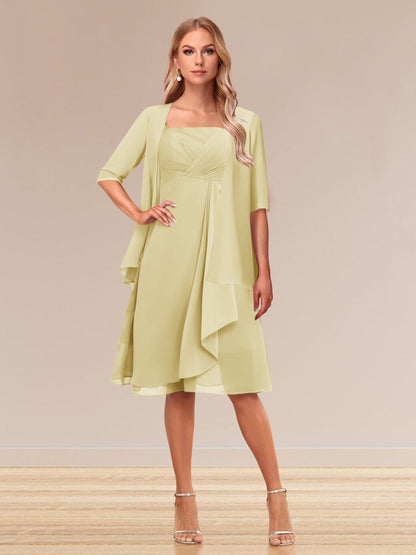 Robe de Soirée Formelle à Manches Mi-Longues et Coupe Princesse avec Volants et Veste